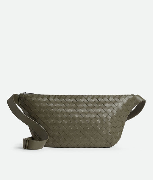 ToBaggy Men's Crocodile Woven Leather Rounded Sling Bag