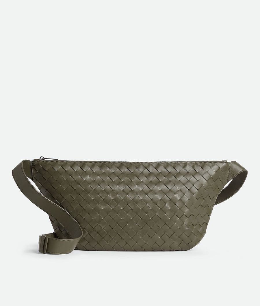 ToBaggy Men's Crocodile Woven Leather Rounded Sling Bag