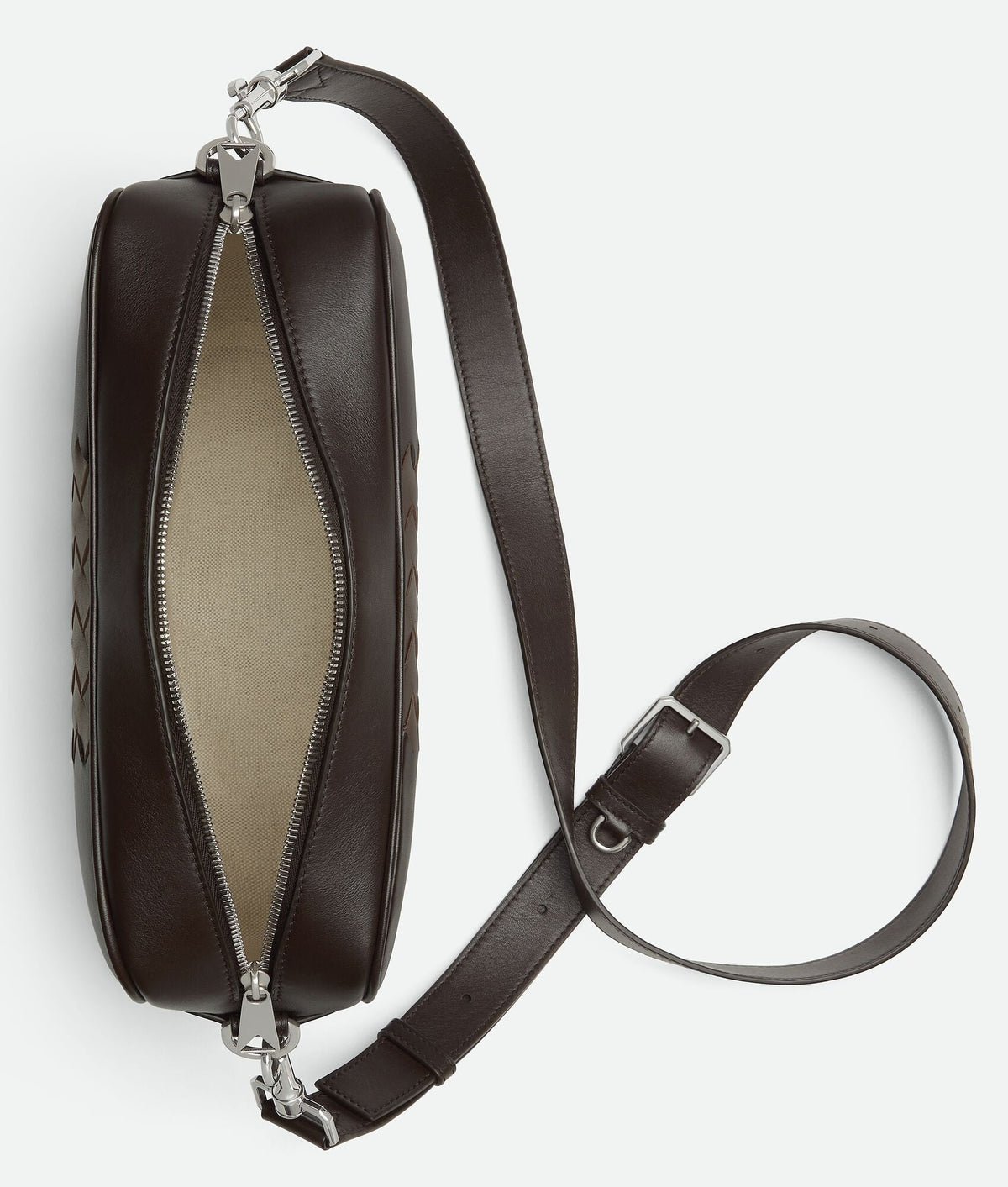 ToBaggy Women's Fondant Brown Center Woven Leather Camera Bag